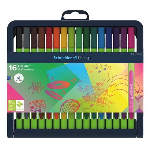 [D79976] Astuccio 16 fineliner LINE-UP 0,4mm col ori ass. SCHNEIDER