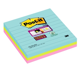 [D80059] BLOCCO 70foglietti Post-it(R) Super Sticky 101x101mm righe 675-SS3-MIA COL. MIAMI