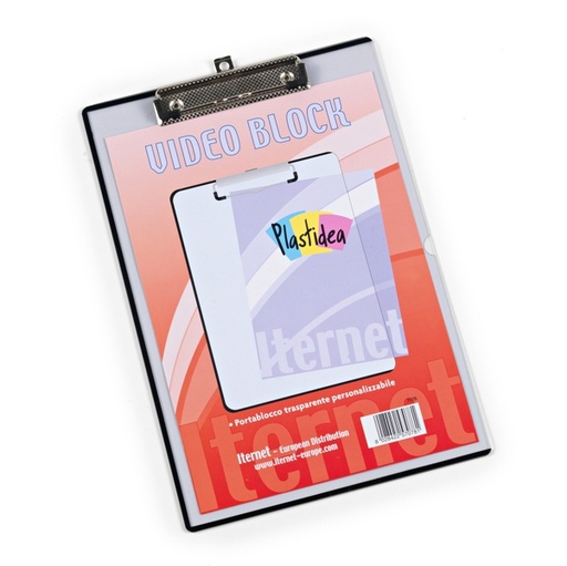 [D80092] PORTABLOCCO A4 PERSONALIZZABILE IN PPL TRASPARENTE CON MOLLA IN METALLO