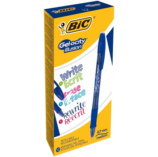 [D80135] Scatola 12 penna sfera gel cancellabile GELOCITY ILLUSION 0,7mm blu BIC