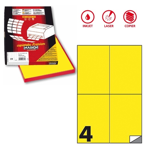 [D80180] Etichetta adesiva C/519 giallo fluo 100fg A4 105x148,5mm (4et/fg) Markin