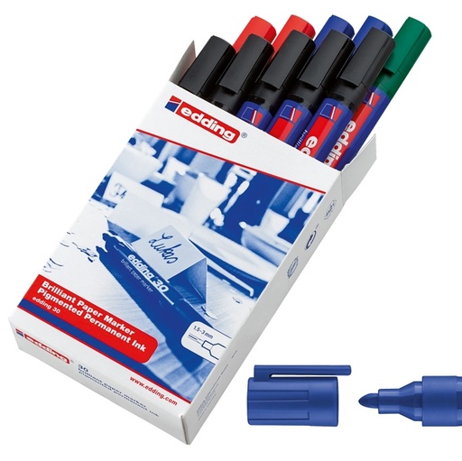 [D80210] SCATOLA 10 MARCATORI EDDING 30 PERMANENTE PUNTA TONDA COLORI ASSORITIT