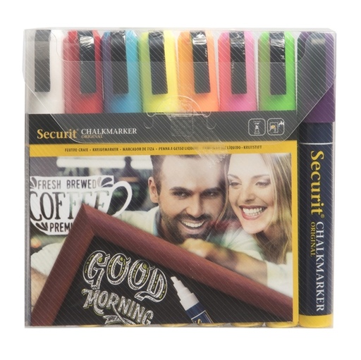 [D80244] Blister 8 marcatore a gesso liquido punta media col. assortiti SECURIT