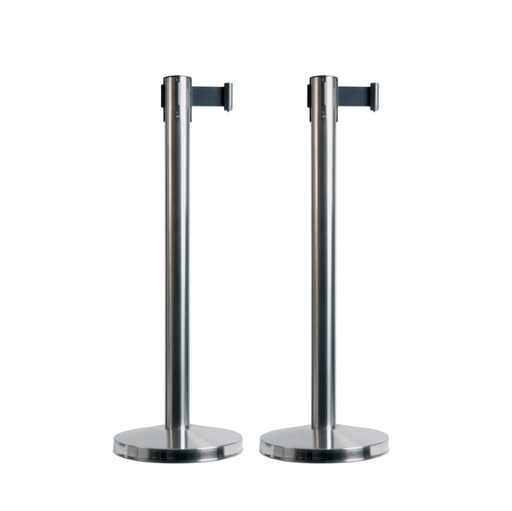 [D80273] Set 2 COLONNINE SEGNAPERCORSO con nastro NERO 210cm Budget Retractable Securit