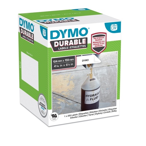 [D80374] ETICHETTE DURABLE INDUSTRIAL DIM. 104X158MM 200X1 RT MULTIUSO