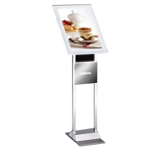 [D80428] LEGGIO a LED da TERRA H110cm con CORNICE A3 Menu Board LEDMAG