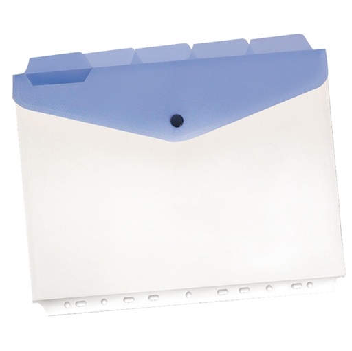 [D80544] 5 BUSTE PP CON BOTTONE E FORATURA UNIVERSALE F.TO A4 CON SEPARATORI