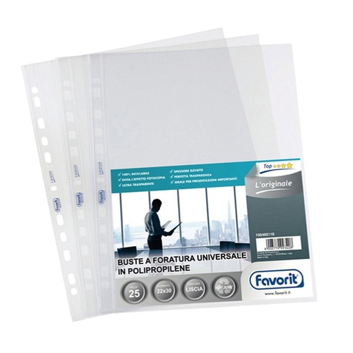[D80577] 10 BUSTE FORATE LISCIO 30X42cm - Libro L'ORIGINALE FAVORIT