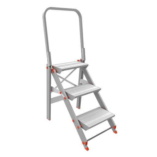 [D80744] SCALA SGABELLO ALLUMINIO 3 GRADINI con PARAPETTO Class piu'