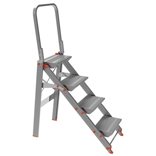 [D80745] SCALA SGABELLO ALLUMINIO 4 GRADINI con PARAPETTO Class piu'