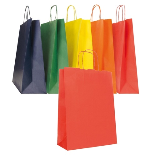 [D81818] Blister 25 shoppers carta kraft 22X10X29cm twisted colori assortiti