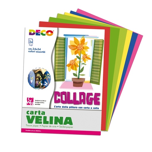 [D82002] ALBUM DI CARTA VELINA 24FG 24X34CM COLORI ASSORTITI DECO
