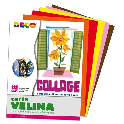 [D82003] BUSTA DI CARTA VELINA 25FG 50X76CM 5 COLORI CALDI ASSORTITI DECO