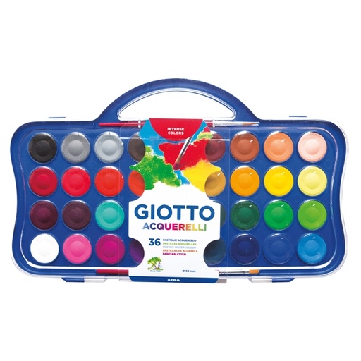 [D82070] Colori acquerello 36 pastiglie da Ø30mm GIOTTO