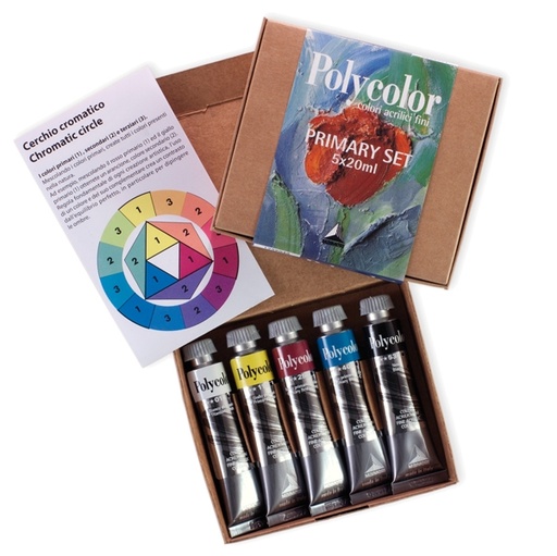 [D82102] Colori vinilici Polycolor Primary Set 5 tubetti da 20ml Maimeri