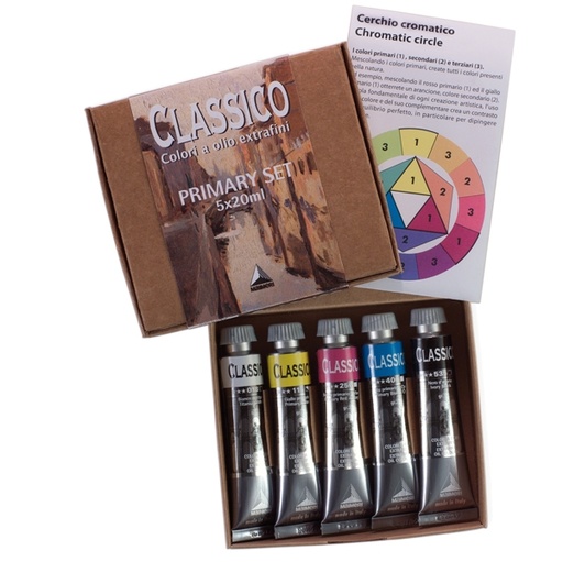 [D82104] Colori a olio extrafini Primary Set 5 tubetti da 20ml Maimeri