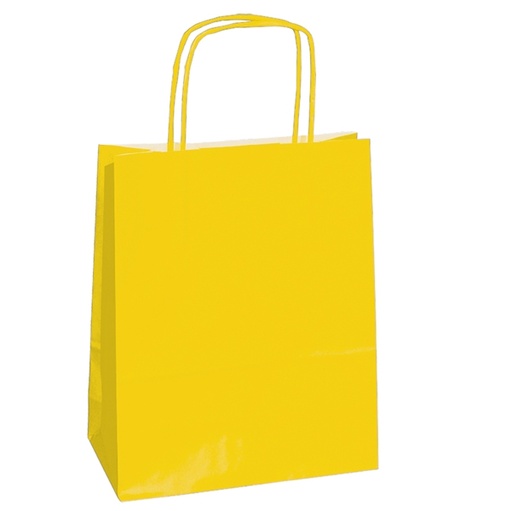 [D82239] 25 shoppers carta kraft 14x9x20cm twisted giallo