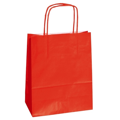 [D82241] 25 shoppers carta kraft 14x9x20cm twisted rosso