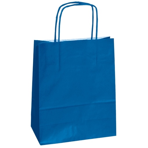 [D82242] 25 shoppers carta kraft 14x9x20cm twisted blu