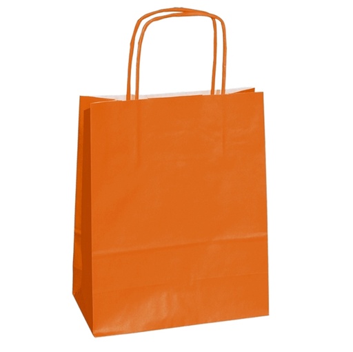 [D82244] 25 shoppers carta kraft 14x9x20cm twisted arancio