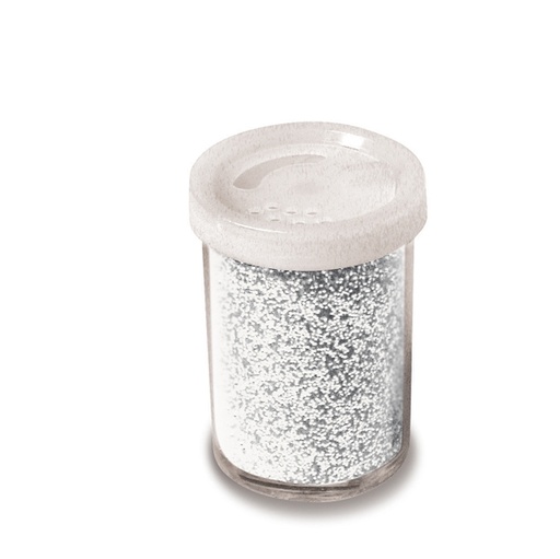 [D82418] Glitter flacone grana fine 25ml argento DECO