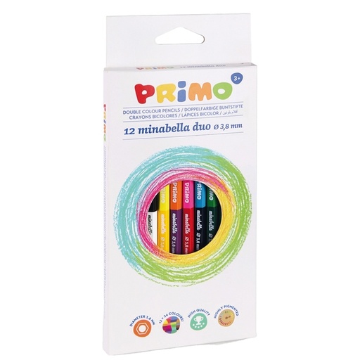 [D82445] Astuccio 12 matite doppiocolore diam. 3,8mm Minabella PRIMO