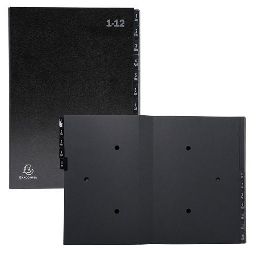 [D82455] Classificatore numerico 1-12 Ordonator per A4 nero 25x33cm Exacompta