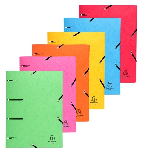 [D82461] CARTELLINA 3 LEMBI FORATA C/ELASTICO COLORI ASS. CARTONCINO LUSTRE' PUNCHY