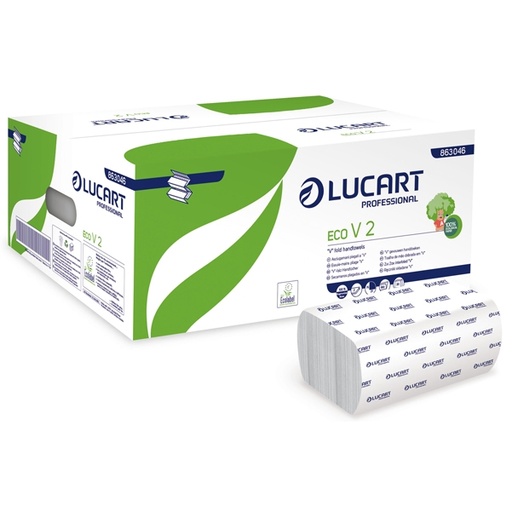 [D82480] Pacco da 190 asciugamani piegati a V goffrato corda Eco V2 Lucart