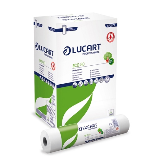 [D82498] Lenzuolino medico in rotolo 59cm x 80mt Bianco Eco 80 Lucart