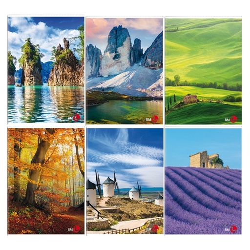[D82537] Maxiquaderno A4 40fg+2 80gr 1rigo c/margine Paesaggi 2021 BM