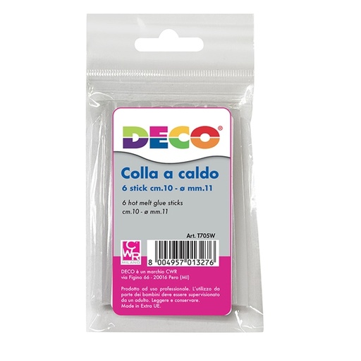 [D82572] Colla Stick per pistola grande pz.6 TY102M diam. 11mm - lungh. 10cm DECO