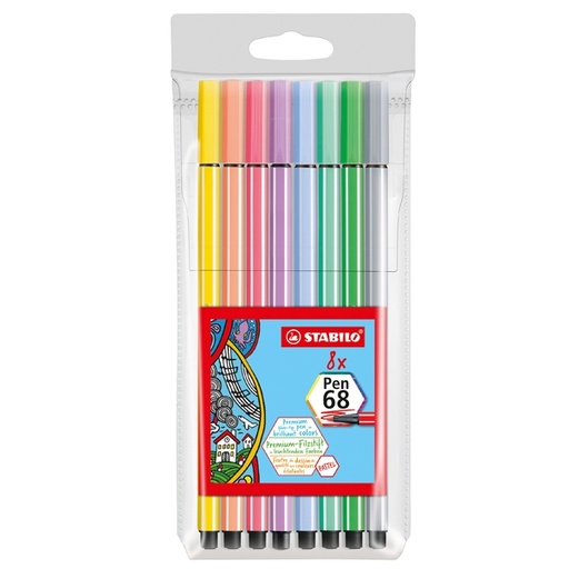 [D82578] Astuccio 8 pennarelli Stabilo Pen 68 colori pastelli