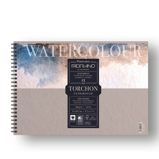 [D82611] Blocco spiralato 21x29.7cm 12fg 300gr Watercolour Torchon Fabriano