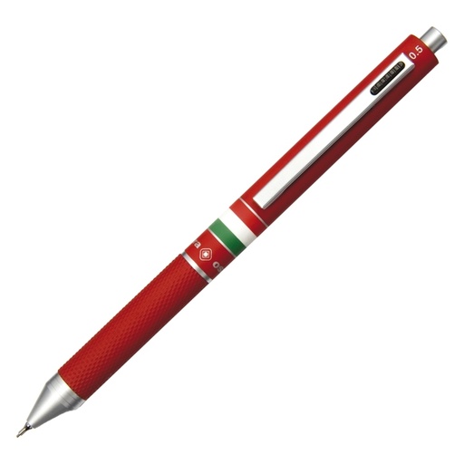 [D82612] Penna sfera scatto multifunzione QUADRA fusto rosso gommato Italia OSAMA