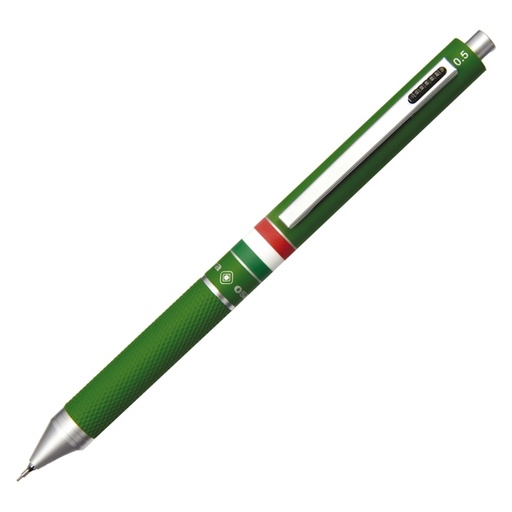 [D82613] Penna sfera scatto multifunzione QUADRA fusto verde gommato Italia OSAMA