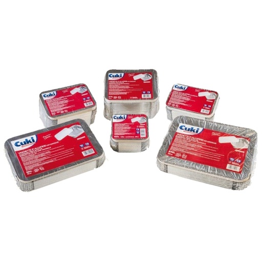 [D82645] Pack 50 Contenitori alluminio 2 Porzioni + coperchio Cuki