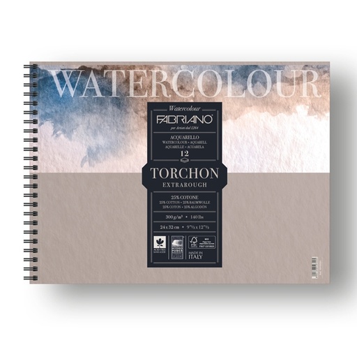 [D82651] Blocco spiralato 24x32cm 12fg 300gr Watercolour Torchon Fabriano