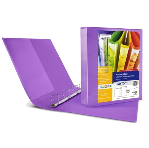 [D82721] Raccoglitore MYTO TI 17 A4 4D 22x30cm lilla personalizzabile SEI ROTA