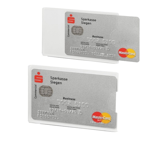 [D82729] Tasca porta carte di credito argento trasp. 54x87mm RFID Secure Durable