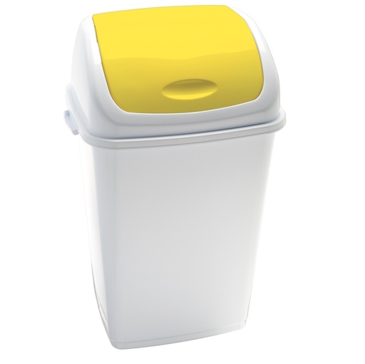 [D82734] Pattumiera a basculante 50Lt Rif Basic Bianco/Giallo