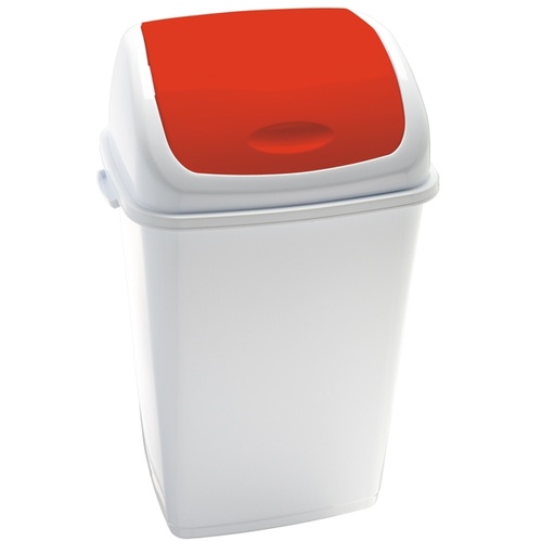 [D82735] Pattumiera a basculante 50Lt Rif Basic Bianco/Rosso