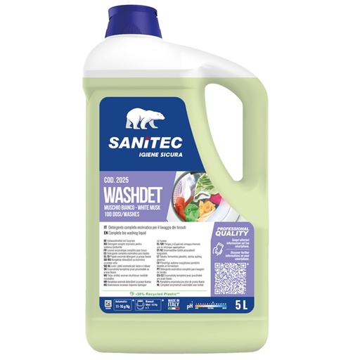 [D82768] Detersivo liquido lavatrice Washdet Muschio Bianco 5Lt Sanitec