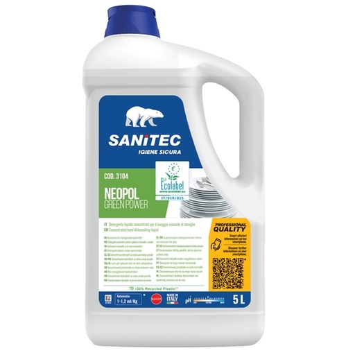 [D82778] Detergente piatti tanica 5Lt Green Power Sanitec