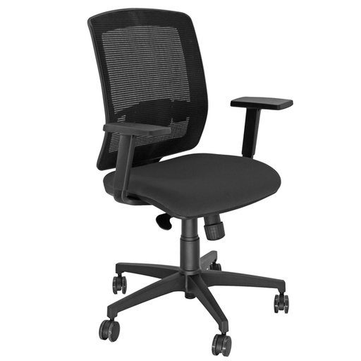 [D82805] Sedia semidirezionale Molly A Nero e rete Nera c/bracc.