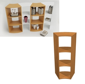 [D82843] Libreria angolare 45  L274/498 x P397 x H1039 Noce Chiaro - RAINBOW