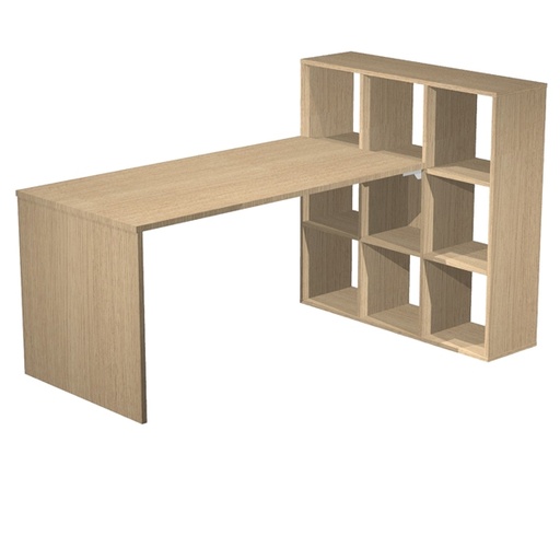 [D82845] Postazione Home-Office 9 caselle L169 x P104 x H104cm Rovere