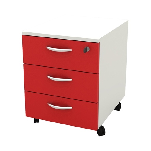 [D82852] Cassettiera 3 Cass. con ruote Bianco/Rosso - Rainbow