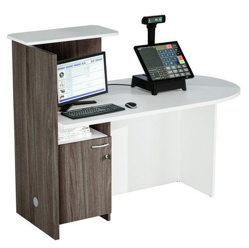 [D82913] Postazione Reception Concept DX L143 x P83 x H117cm bianco/frass.tosc.