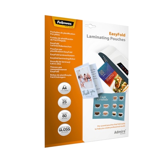 [D82966] Scatola 25 pouches cordonate Admire EasyFold f.to A4 Fellowes